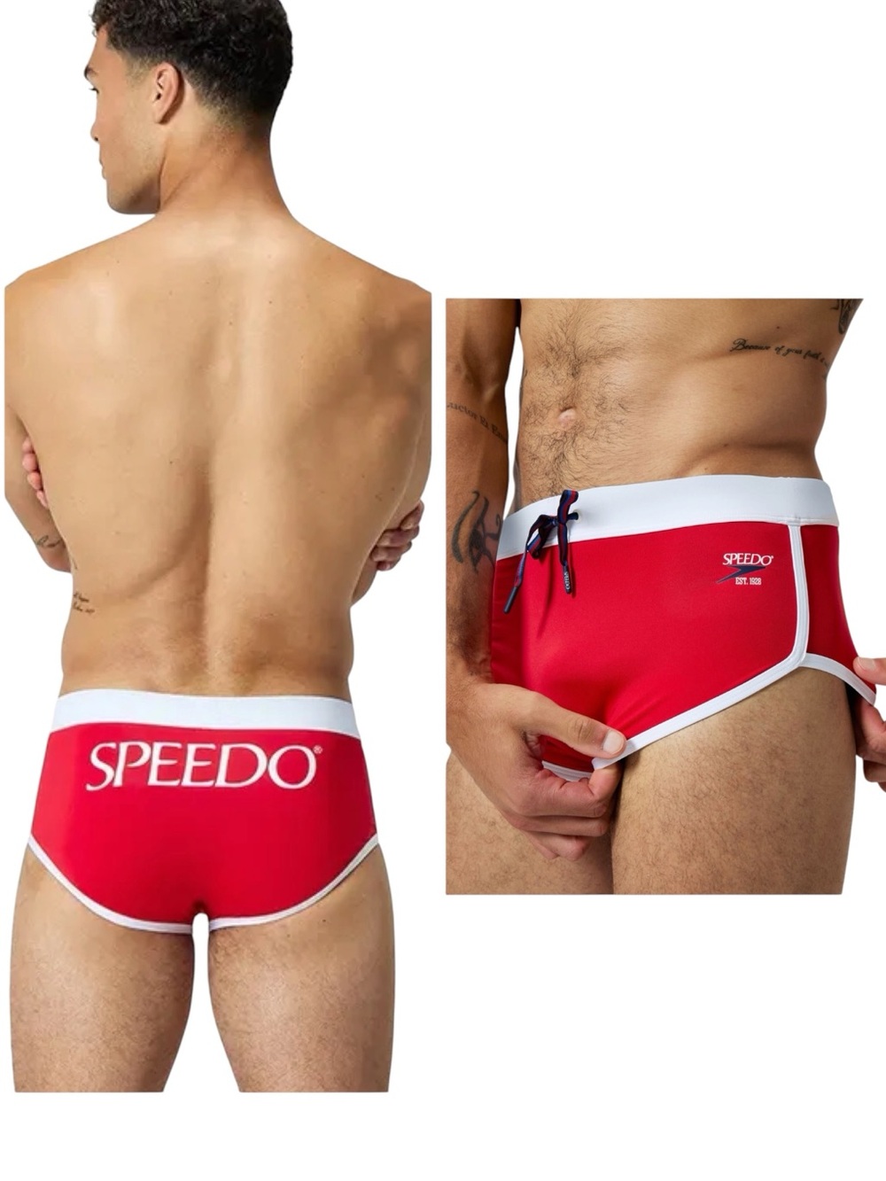 Speedo Flex Men’s Swim Brief Red White Navy Size 32 NWT